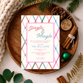 Jingle Mingle Pastel Checkered Muster Weihnachten Einladung