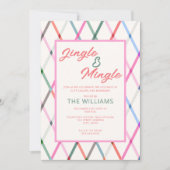 Jingle Mingle Pastel Checkered Muster Weihnachten Einladung (Vorderseite)