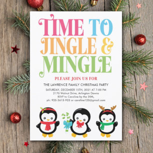 Jingle & Mingle Penguin Fun Weihnachts-Party Einladung