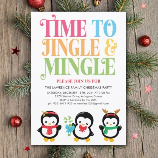 Jingle & Mingle Penguin Fun Weihnachts-Party Einladung