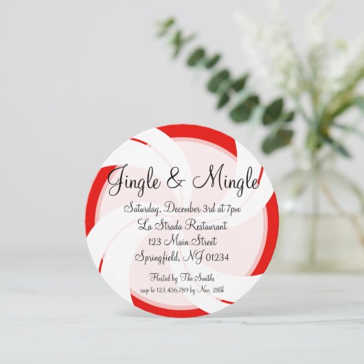 Jingle & Mingle Peppermint Weihnachts-Einladung Einladung (Stehend Vorderseite)
