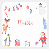 Jingle & mingle quadratischer aufkleber (Vorderseite)