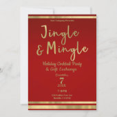 Jingle & Mingle Red Gold Corporate Christmas Party Einladung (Vorderseite)