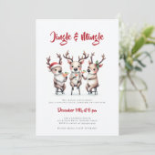 Jingle Mingle Reindeer Cocktails Weihnachts-Party Einladung (Stehend Vorderseite)
