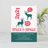 Jingle & Mingle Rentier Christmas Party Fun Einladung (Stehend Vorderseite)