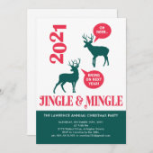 Jingle & Mingle Rentier Christmas Party Fun Einladung (Vorne/Hinten)