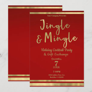 Jingle & Mingle Rot Gold Firmenweihnachtsfeier Einladung