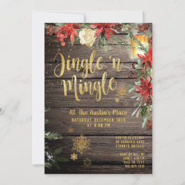 Jingle & Mingle Rustic Gold Calligraphy Party Einladung