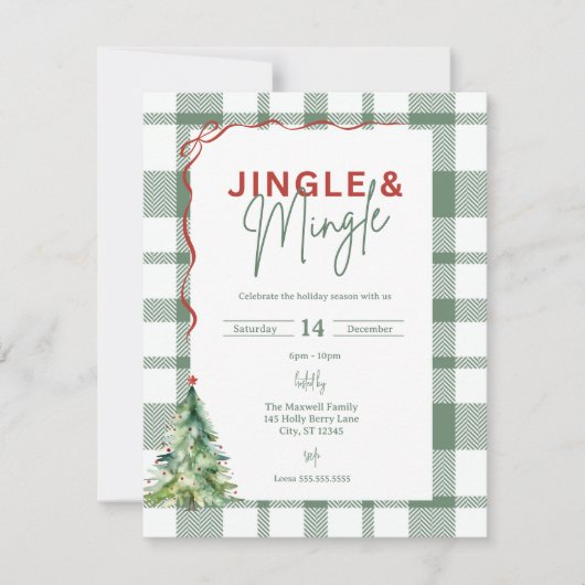 Jingle & Mingle Simple Christmas Party Einladung (Vorderseite)