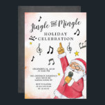 Jingle Mingle Singen Santa Holiday Party Einladung<br><div class="desc">Niedlich Mingle & Jingle singt das SantaHoliday Party mit einem koordinierenden schwarzen Chalkboard.</div>