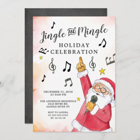 Jingle Mingle Singt Santa Holiday Party Einladung (Vorne/Hinten)