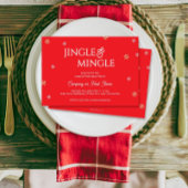 Jingle & Mingle Snowflakes Red Christmas Party Einladung