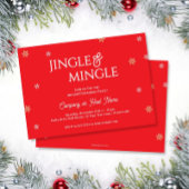 Jingle & Mingle Snowflakes Red Christmas Party Einladung