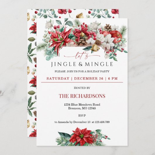Jingle & Mingle Wassercolor Weihnachtsgebäck Party Einladung (Vorne/Hinten)