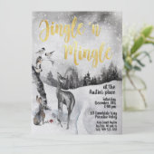 Jingle & Mingle Watercolor Woodland Party Einladun Einladung (Stehend Vorderseite)