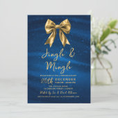 Jingle Mingle Weihnachten Gold Bogen Silber Blau Einladung (Stehend Vorderseite)