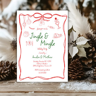 Jingle Mingle Weihnachten Rot Kritzel Doodles Einladung
