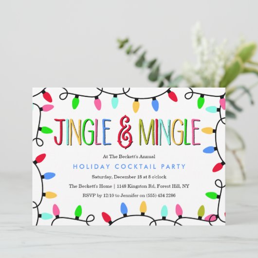 Jingle & Mingle | Weihnachts-Cocktail-Party Einladung (Stehend Vorderseite)