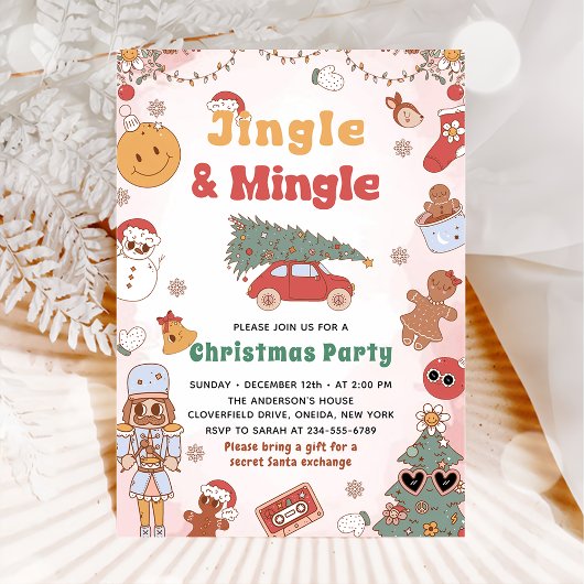 Jingle Mingle Weihnachts Party Holiday Einladung