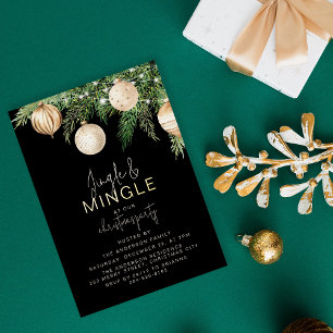 Jingle & Mingle Weihnachtsfeier-Einladung Folien Feiertagskarte
