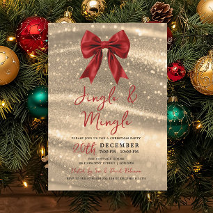 Jingle & Mingle Weihnachtsfeier Gold Glanz Roter B Einladung
