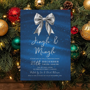 Jingle Mingle Weihnachtsfeier Silber Bogen Navy Einladung