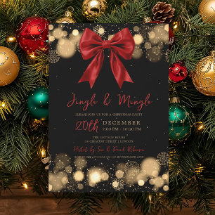 Jingle Mingle Weihnachtsfeier Winter Goldbogen Rot Einladung