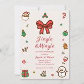 Jingle &Mingle Whimsy Doodle Frame Christmas Party Einladung (Vorderseite)