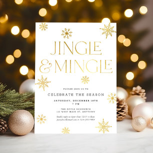 Jingle & Mingle White Gold Snowflakes Einladung