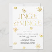Jingle & Mingle White Gold Snowflakes Einladung (Vorderseite)