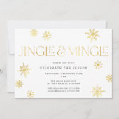 Jingle & Mingle White Gold Snowflakes Party Einladung (Vorderseite)