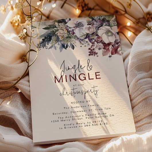 Jingle & Mingle Winter Floral Christmas Party Einladung
