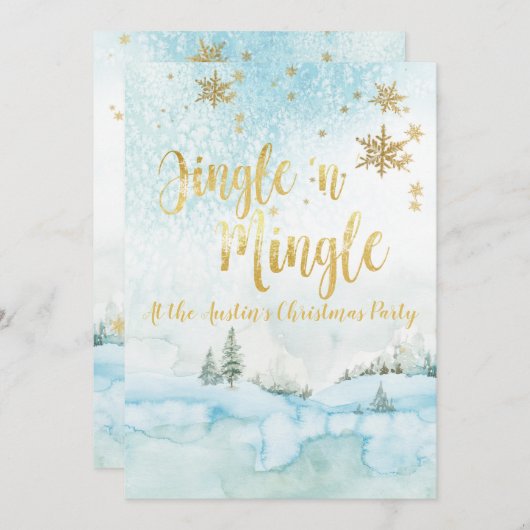 Jingle 'n MIngle Winter Scene Party Einladung (Vorne/Hinten)
