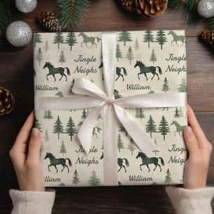 Jingle Neighbys" Horse Wrapping Paper   Individuel Geschenkpapier