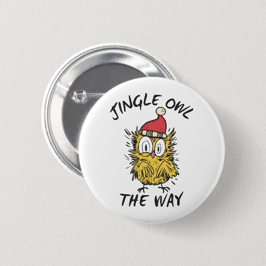 Jingle Owl the way Funny Santa Owl Button (Vorne & Hinten)