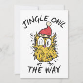 Jingle Owl the way Funny Santa Owl Einladung (Vorderseite)