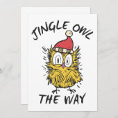 Jingle Owl the way Funny Santa Owl Einladung (Vorne/Hinten)