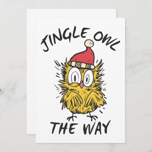 Jingle Owl the way Funny Santa Owl Einladung (Vorne/Hinten)