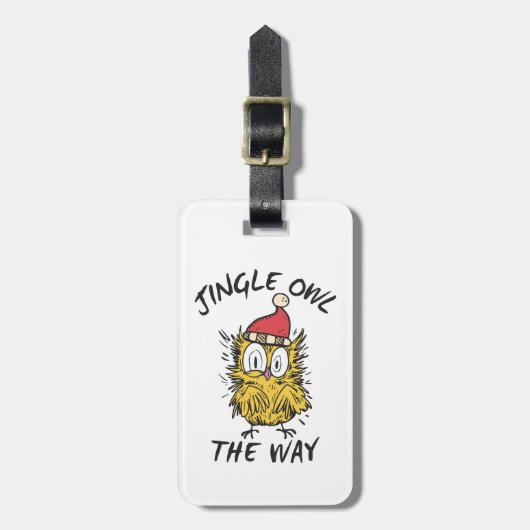 Jingle Owl the way Funny Santa Owl Gepäckanhänger (Vorderseite vertikal)