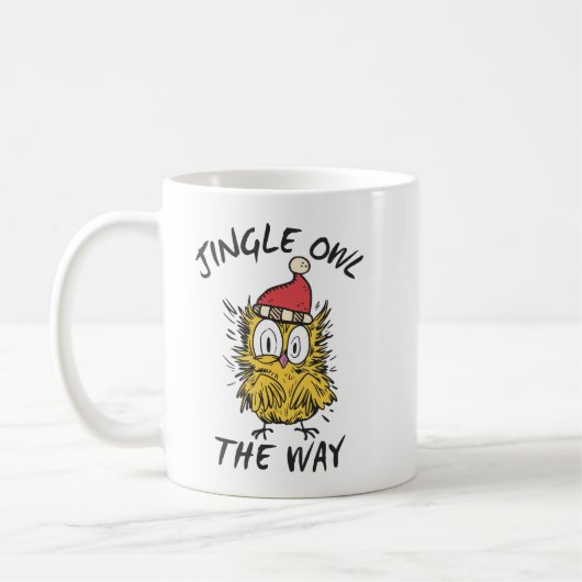 Jingle Owl the way Funny Santa Owl Kaffeetasse (Links)