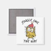 Jingle Owl the way Funny Santa Owl Magnet (Vorderseite/Rückseite)