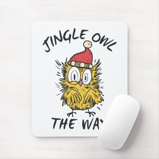 Jingle Owl the way Funny Santa Owl Mousepad (Mit Mouse)