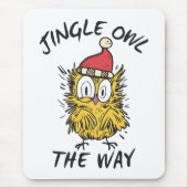 Jingle Owl the way Funny Santa Owl Mousepad (Vorne)