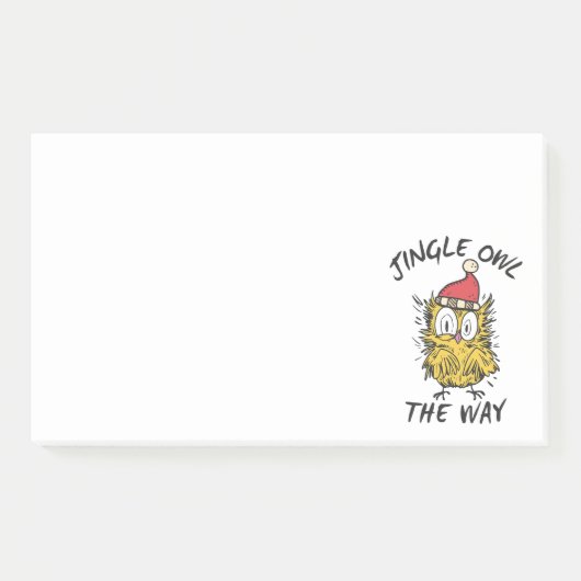 Jingle Owl the way Funny Santa Owl Post-it Klebezettel (Vorderseite)