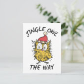 Jingle Owl the way Funny Santa Owl Postkarte (Stehend Vorderseite)