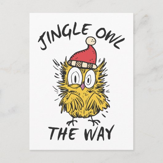 Jingle Owl the way Funny Santa Owl Postkarte (Vorderseite)