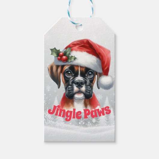 Jingle Paws and Boxer Dog Joy Geschenkanhänger (Vorderseite)