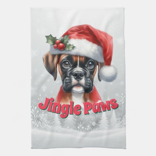 Jingle Paws and Boxer Dog Joy Geschirrtuch (Vertikal)