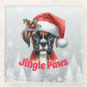 Jingle Paws and Boxer Dog Joy Glasuntersetzer (Vorderseite)