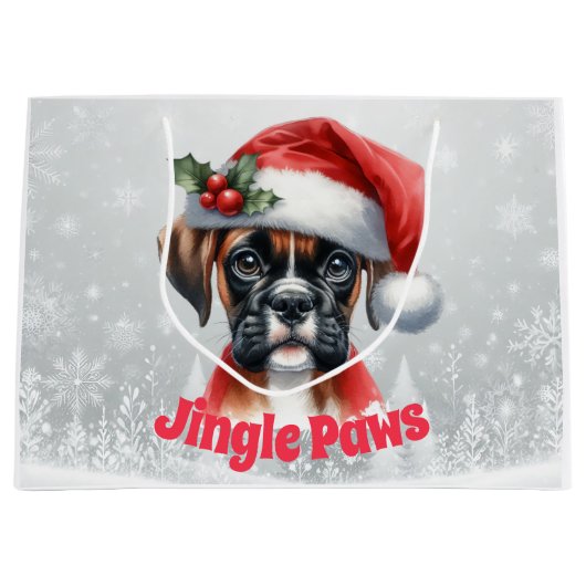 Jingle Paws and Boxer Dog Joy Große Geschenktüte (Vorderseite)